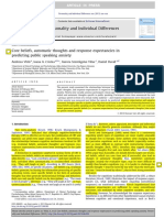 Core Beliefs, Automatic Thoughts, and Response Expectancies in Predicting Public Speaking Anxiety