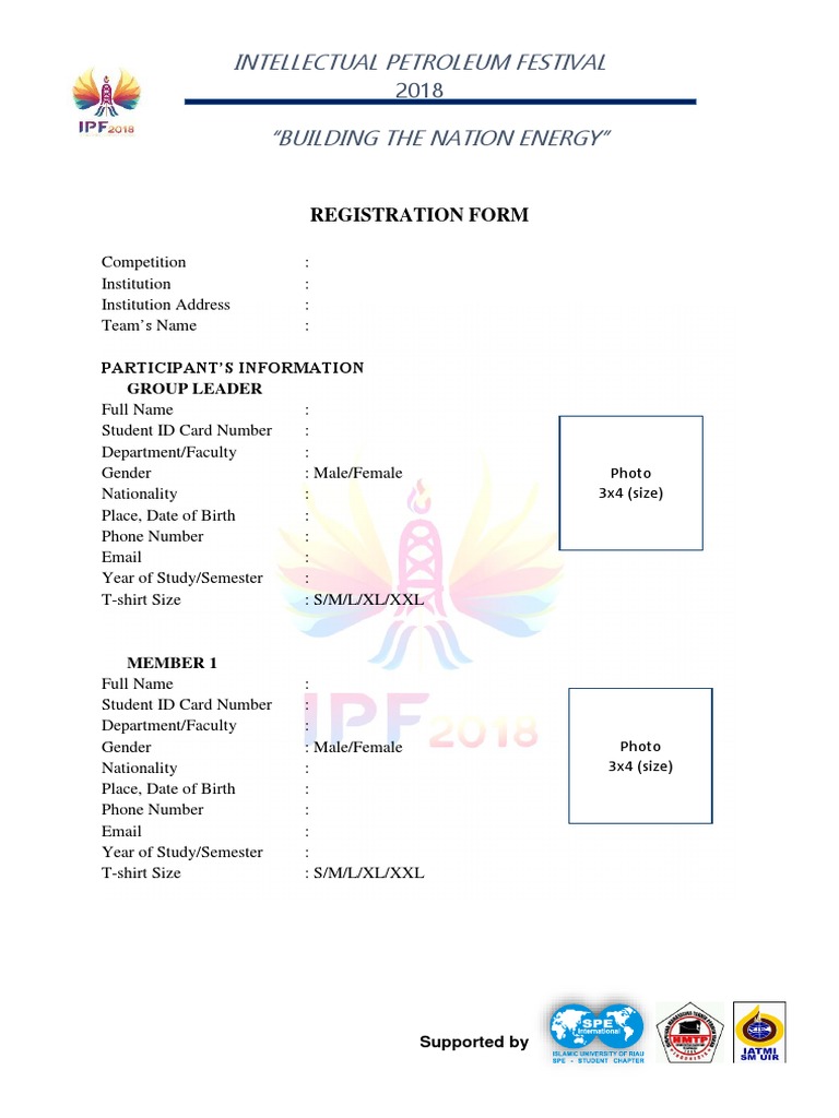 Registration Form Ipf 2018 PDF Computing And Information Technology