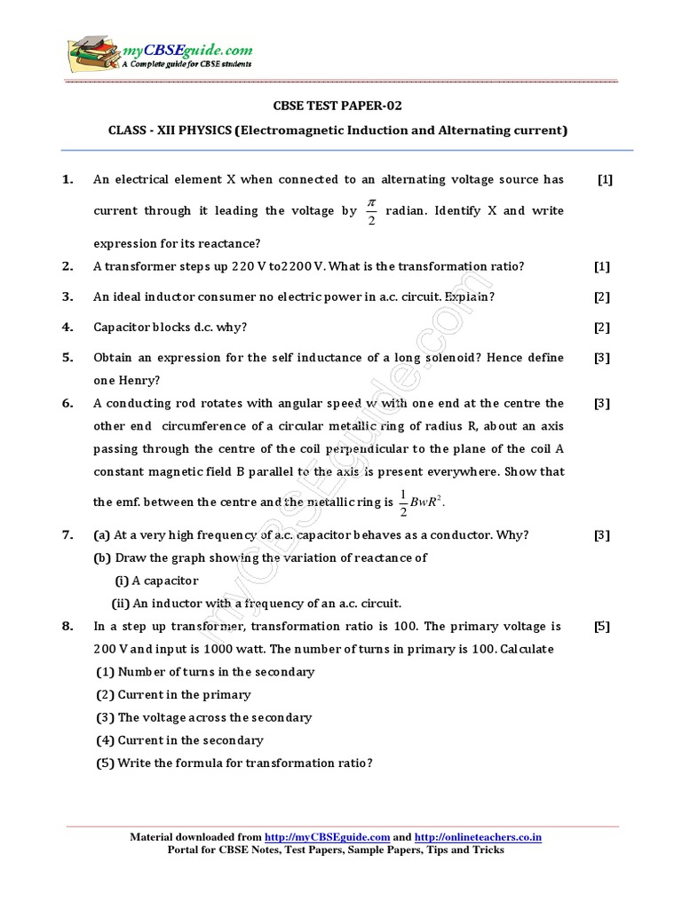 Class 12 Physics: Electromagnetic Induction | PDF | Science & Mathematics