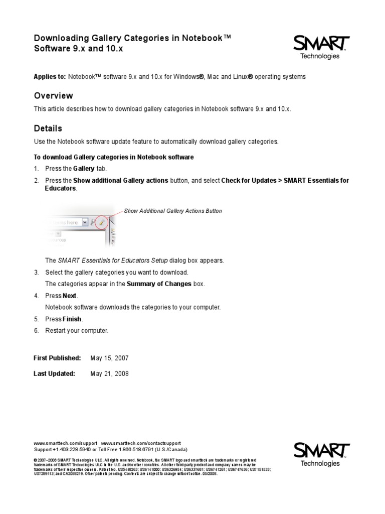 Downloading Gallery Categories in Notebook™ Software 9.x and 10.x | PDF