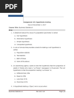 Assignment #3 Hypothesis Testing