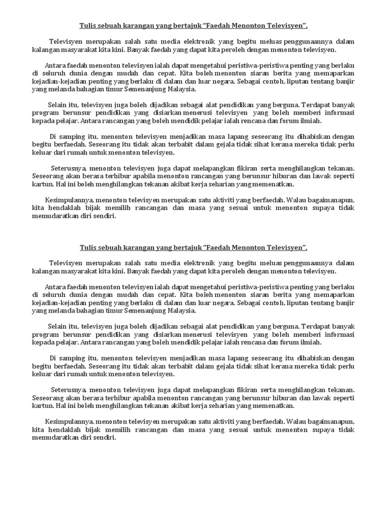 Faedah Menonton Televisyen Pdf