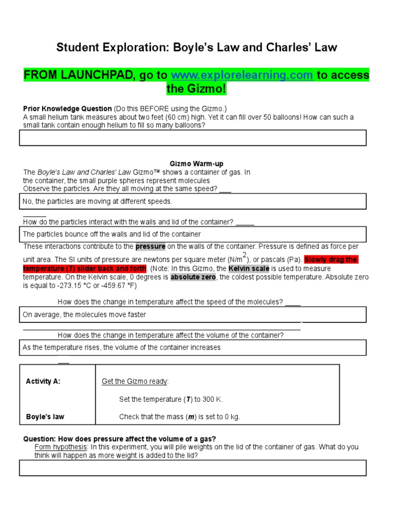 worksheet Worksheet Charles Law collection of boyle s law and charles gizmo worksheet answer key key