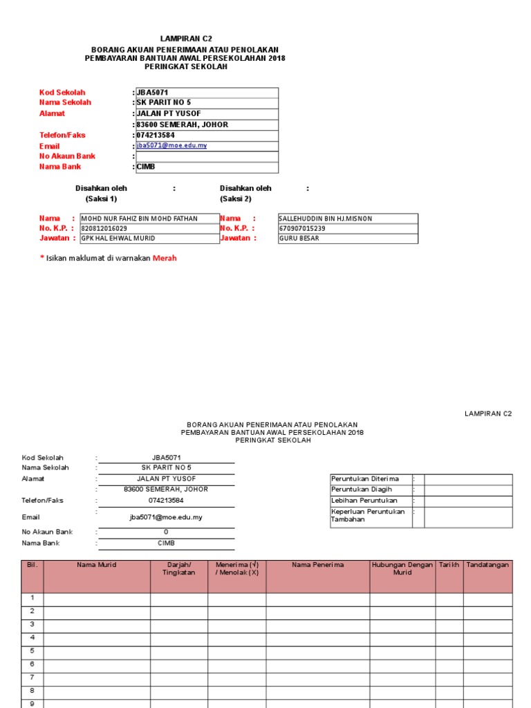Borang c2 | PDF