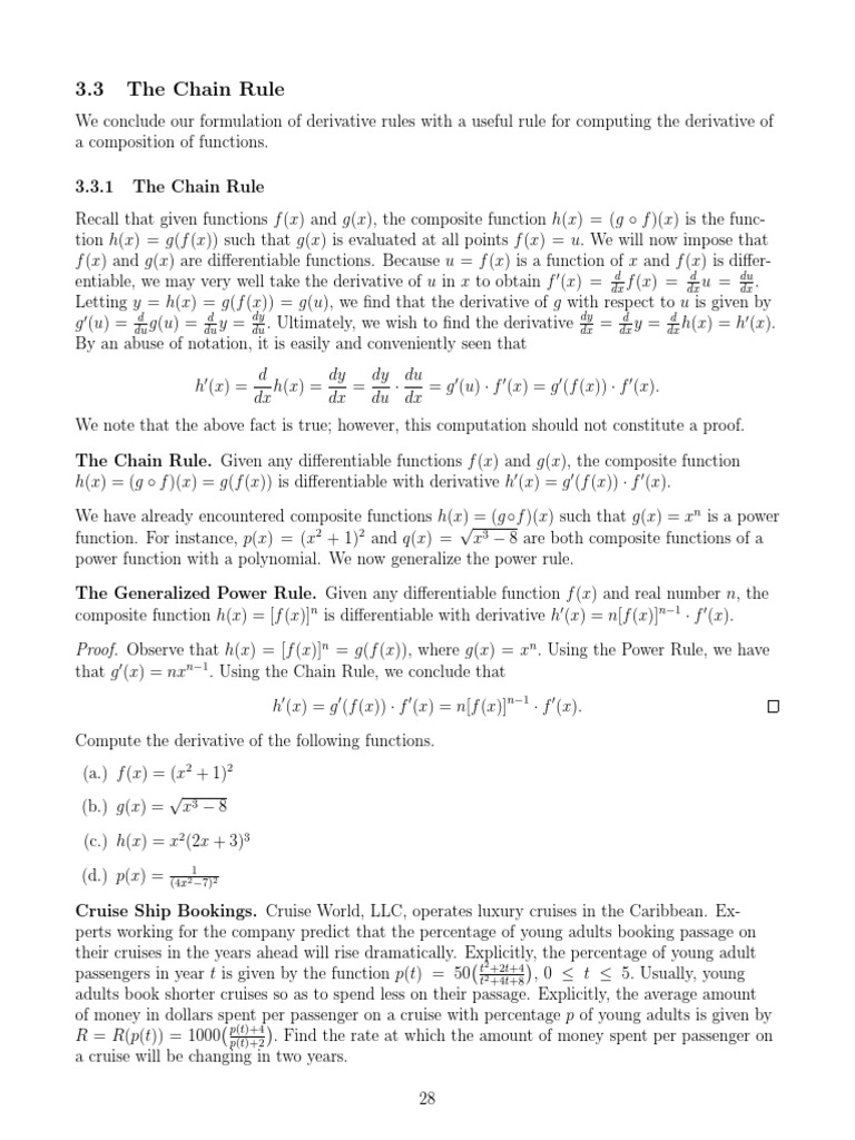 Chain Rule in Calculus 1 Practice | PDF | Derivative | Analysis
