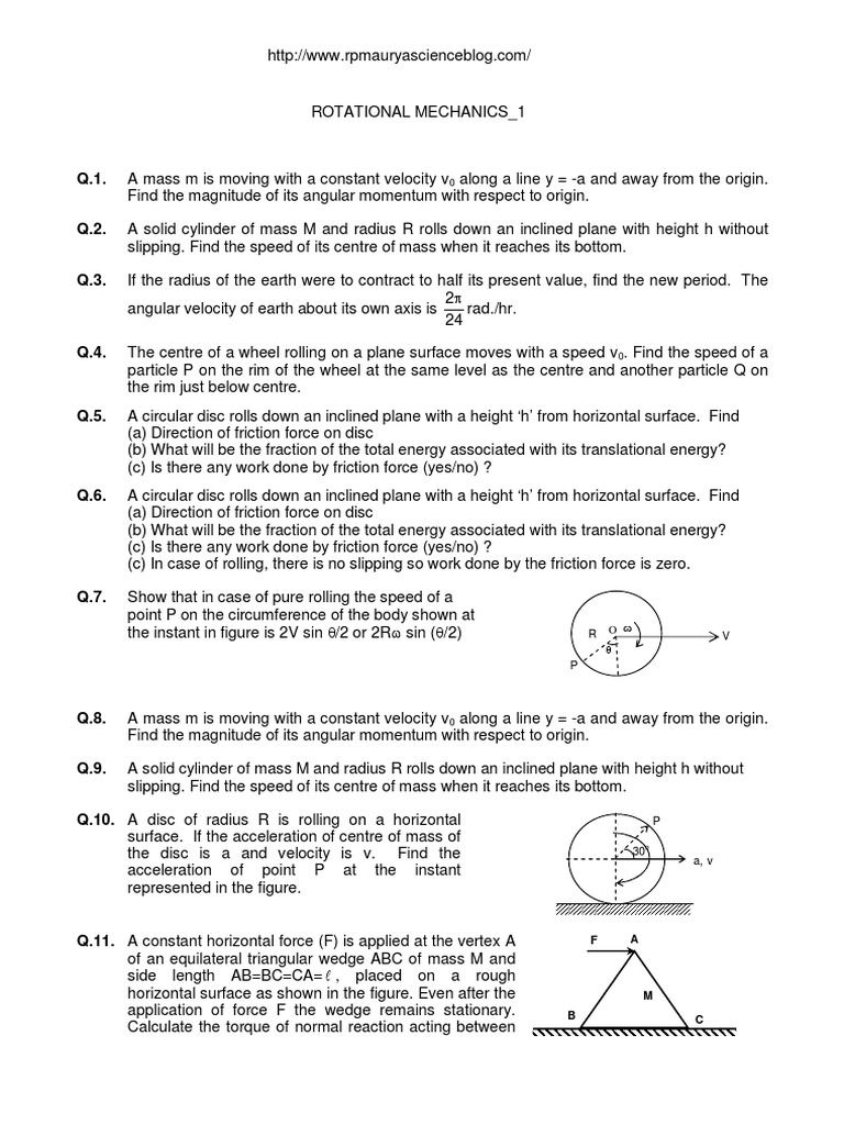 Rotational Mechanics Problems and Solutions | PDF | Rotation Around A ...