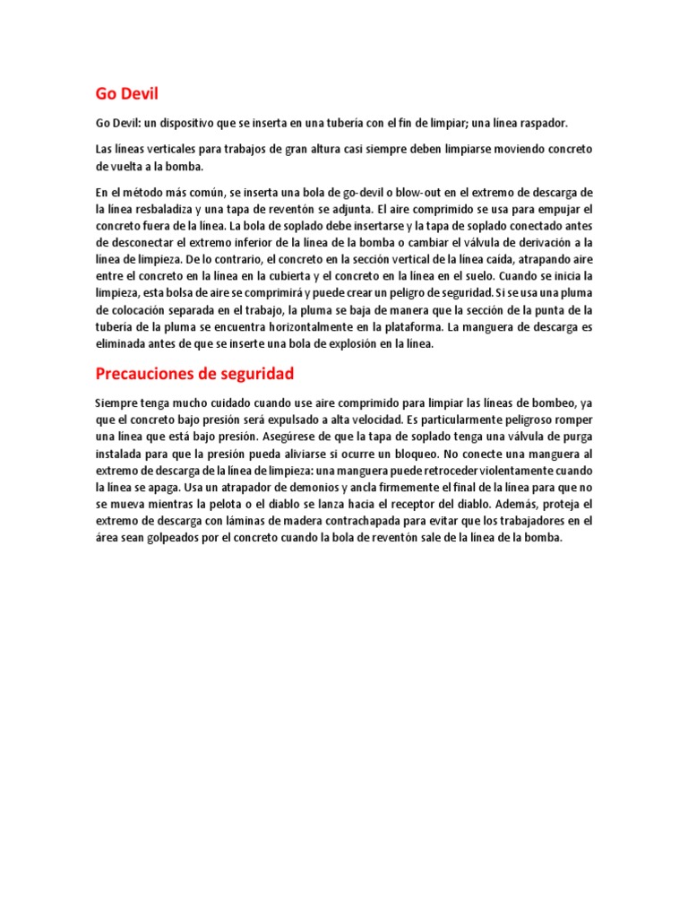 Dispositivo Go Devil para limpieza de tuberías | PDF | Bomba | Science