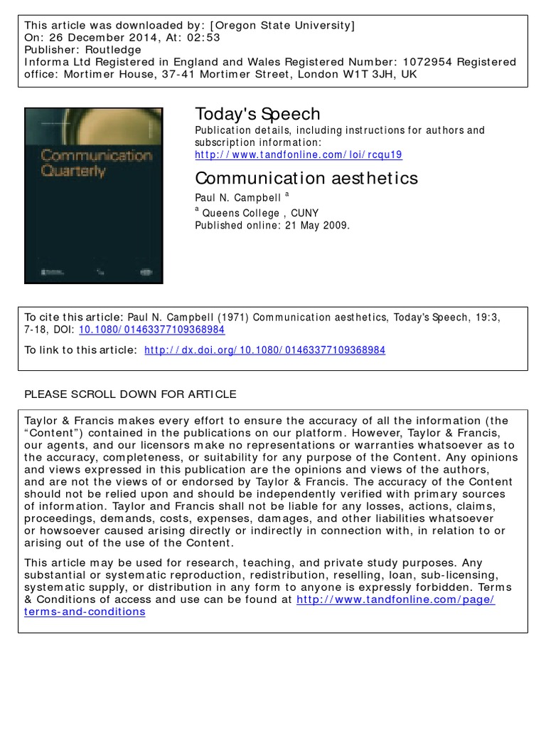 Paul Campbell - Communication Aesthetics | PDF | Aesthetics | Rhetoric