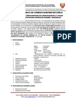 Acta de Observaciones Mejoramiento Del Servicio Municipal de La Municipalidad Del Centro Poblado de Paccho Molinos Distrito de Paucara Provincia de Acobamba Huancavelica