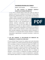 Examen de Derecho Procesal Del Trabajo PDF