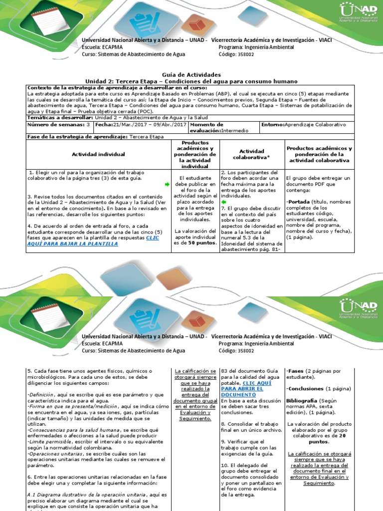 Guía de Actividad Tercera Etapa - Agua para Consumo Humano PDF | PDF ...