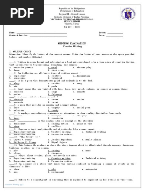 MIDTERM Creative Writing Answer Key