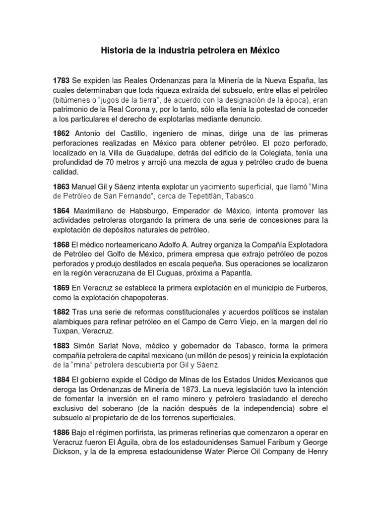 Historia de la industria petrolera en México | PDF | Petróleo ...