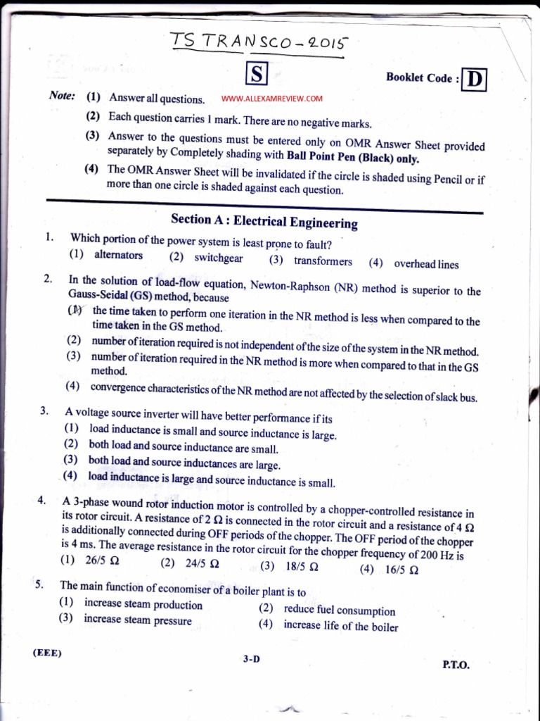 TS Transco Previous Papers Overview | PDF | Amplifier | Series And ...