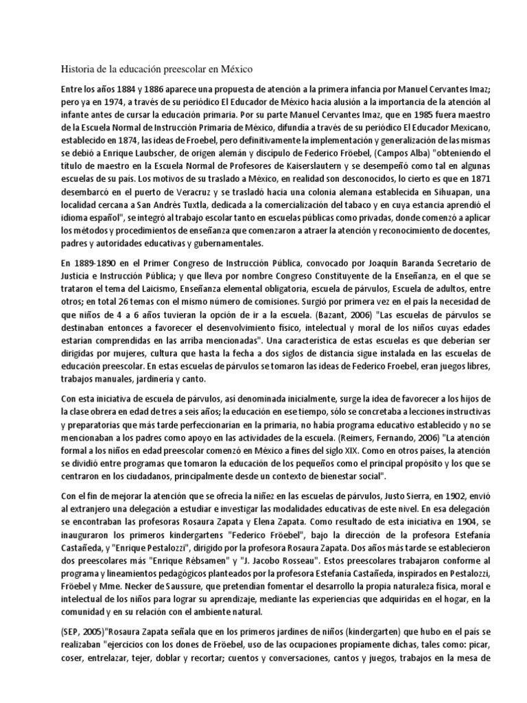Historia de la educación preescolar en México | PDF | Jardín de ...