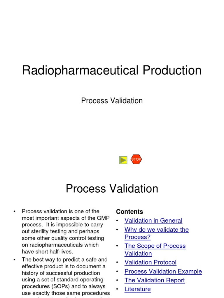Radiopharmaceutical Production Process Validation Pdf Verification