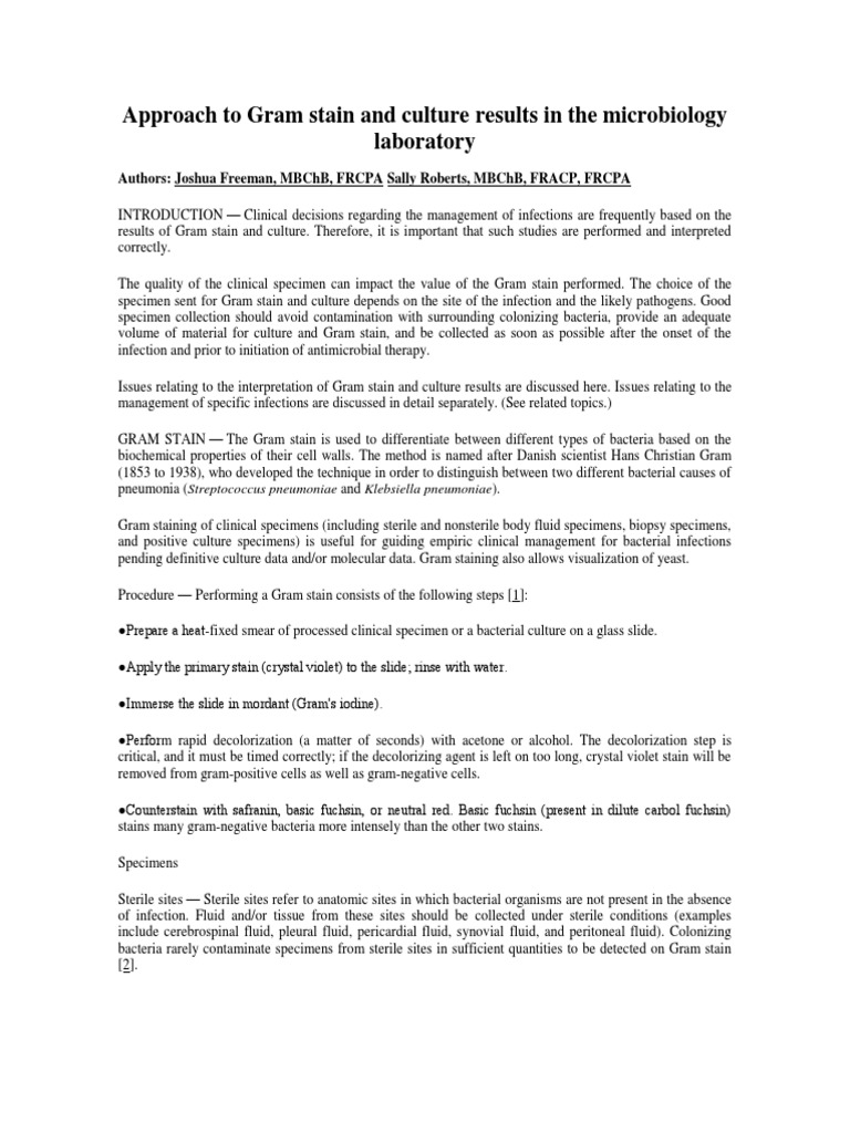 Gram Stain and Culture Results Guide | PDF | Streptococcus | Gram ...