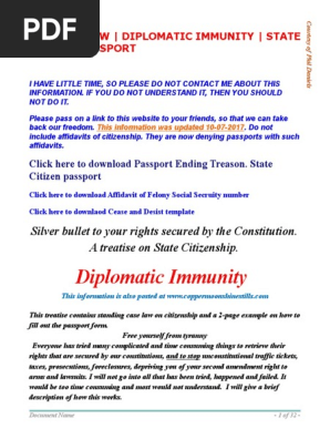 Beat the Law - Diplomatic Immunity - State Citizen Passport