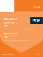 CIE O Level Mathematics Syllabus