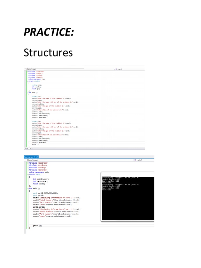 Structures: Practice | PDF