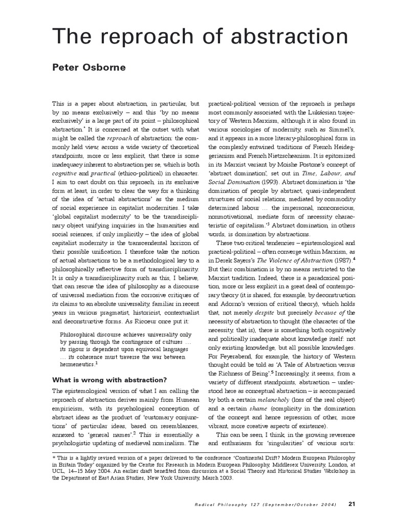 Reassessing Abstraction in Philosophy | PDF | Abstraction | Immanuel Kant