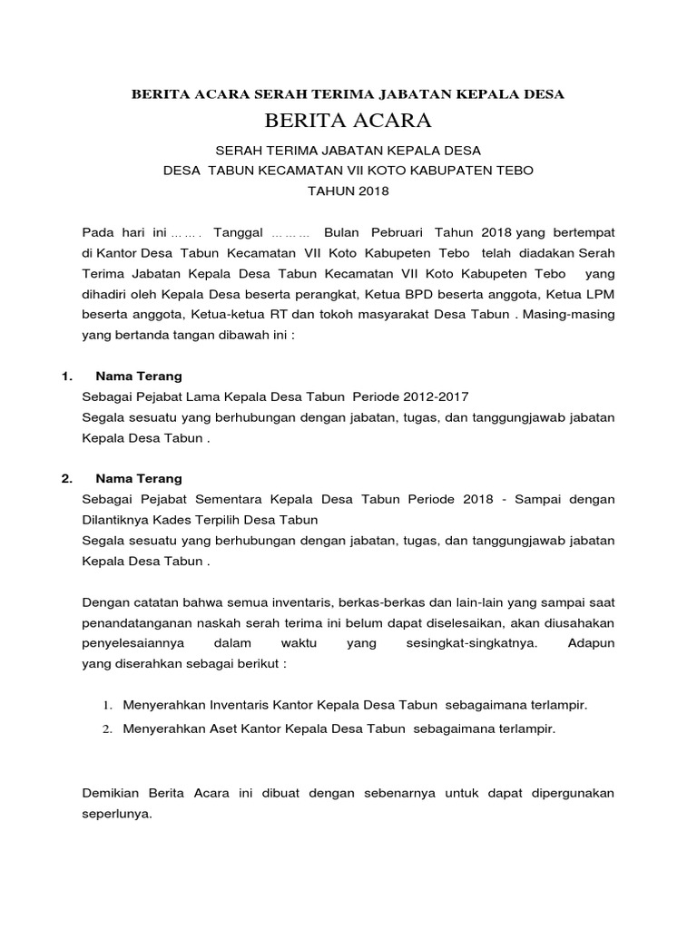 Contoh Tanda Terima Barang Inventaris Kantor Losos