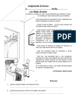 Comprensión de Lectura Malas Acciones