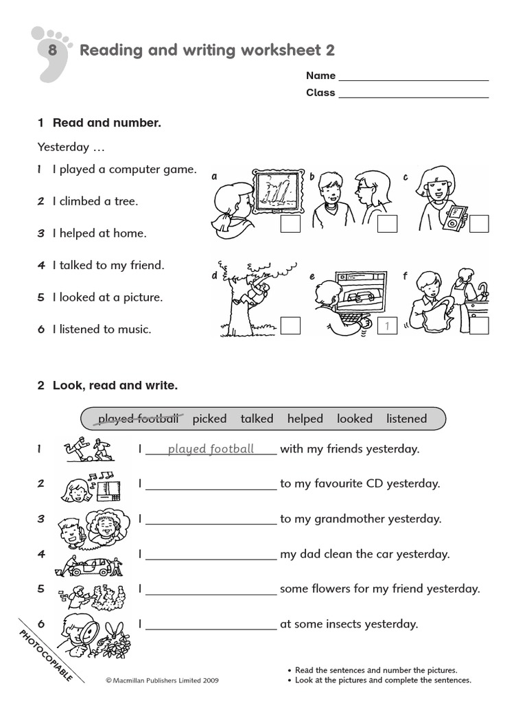 Reading and Writing Worksheet 2 8 | PDF