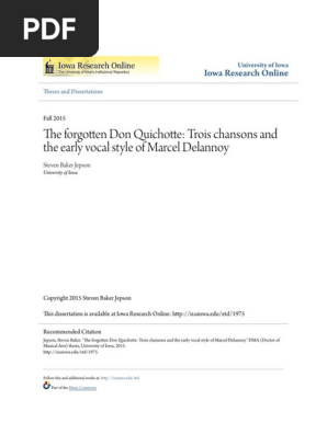 The Forgotten Don Quichotte Trois Chansons And The Early