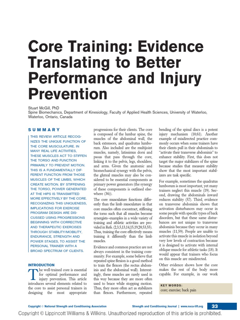 Core Training Evidence Translating To Better PDF | PDF | Abdomen ...