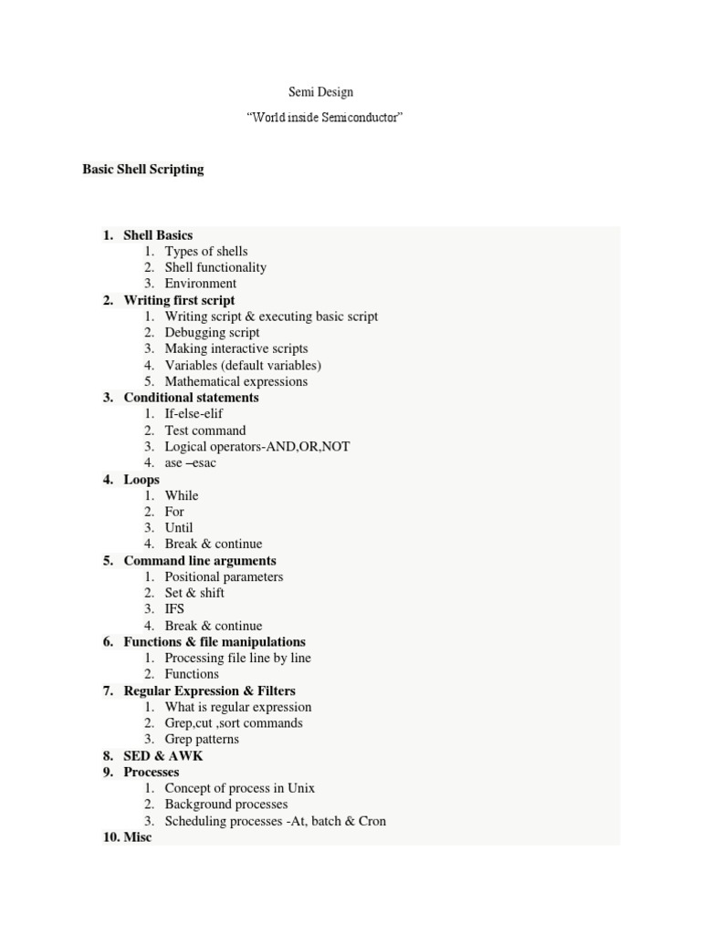 Basic Shell Scripting: Semi Design 