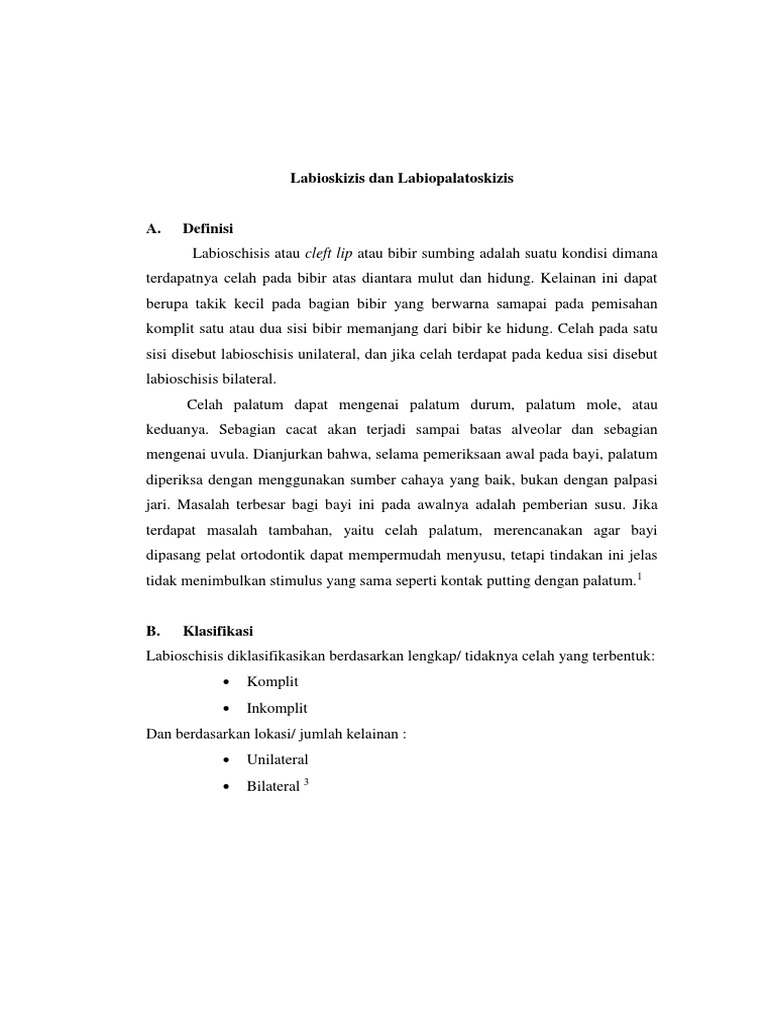 Klasifikasi dan Penanganan Labiopalatoskizis | PDF