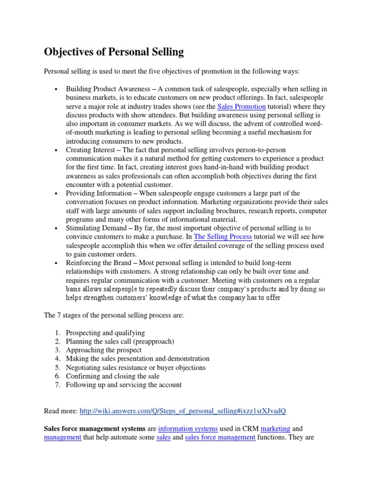 objectives-of-personal-selling-sales-strategic-management
