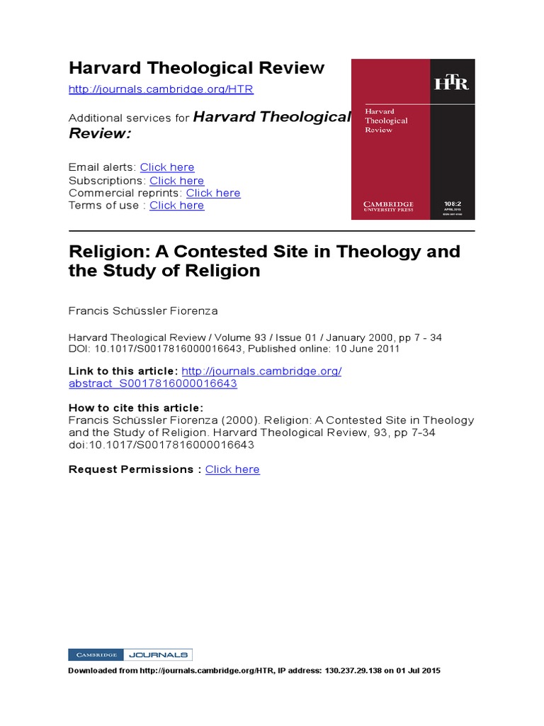Harvard Theological Review PDF Religious Studies Theology