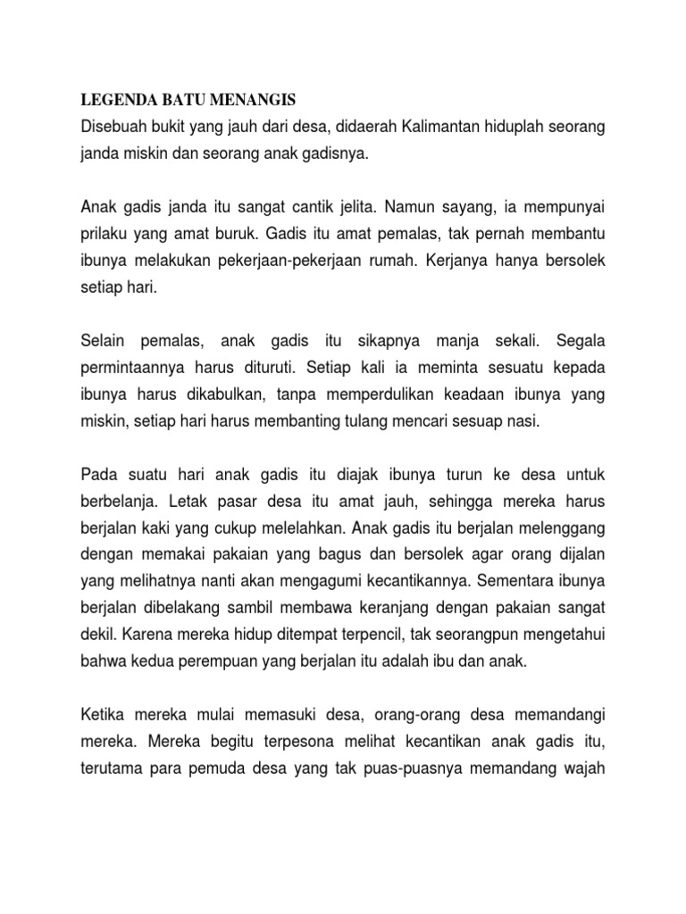 Ringkasan Cerita Batu Menangis Dalam Bahasa Inggris - Arti dari cerita