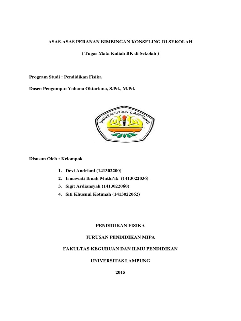 Asas Asas Bimbingan Dan Konseling Kelompok 3