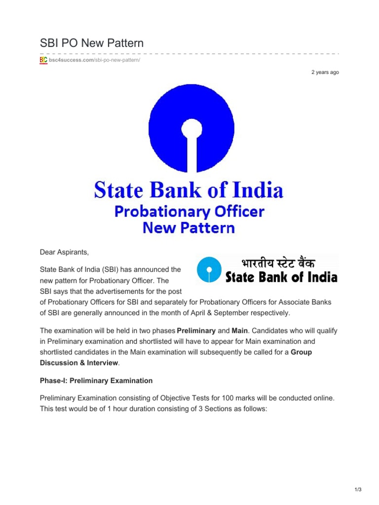 SBI PO Exam Pattern Overview 2025 | PDF | Standardized Tests | Test ...