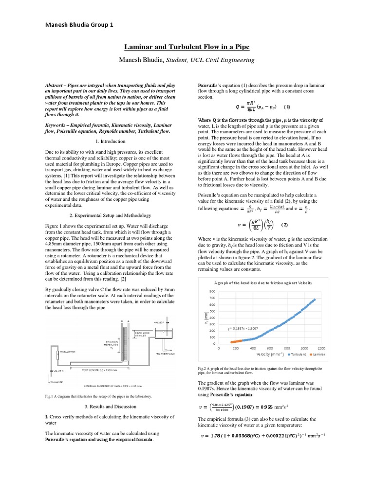 Laminar vs Turbulent Flow in Pipes | PDF | Reynolds Number | Fluid Dynamics