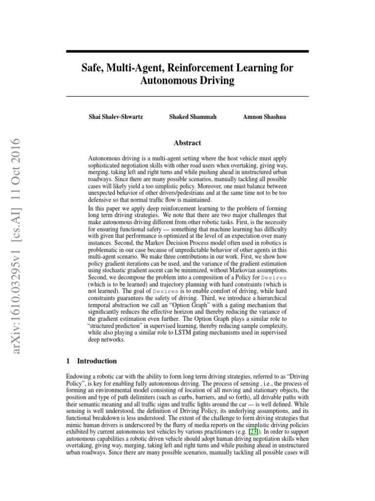 Multi-Agent Reinforcement Learning for Safe Driving | PDF | Applied ...