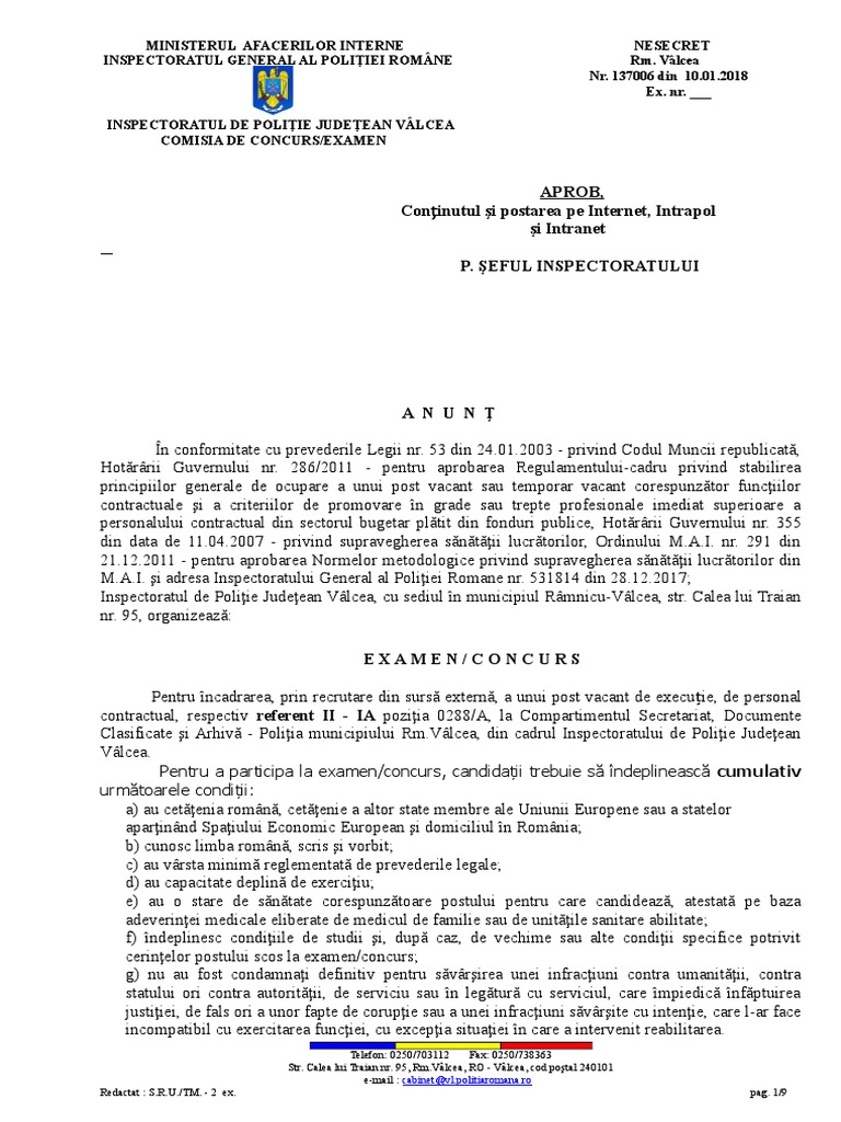 Anunt Incadrare Referent Sursa Externa 1