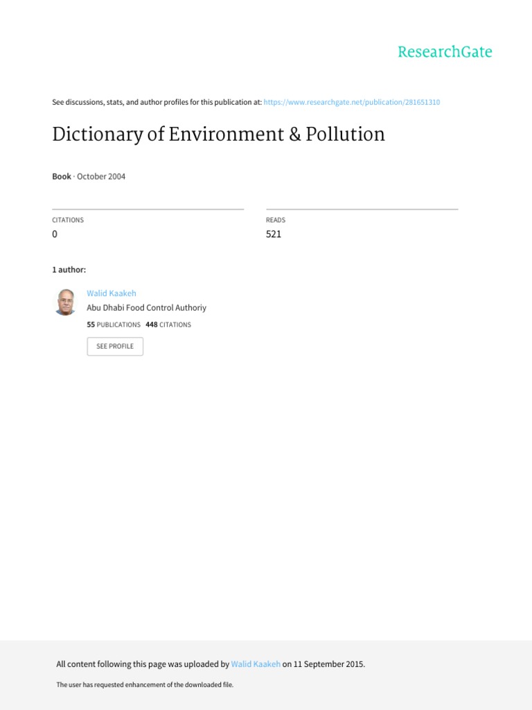 Dictionary Of Environment Pollution Pdf