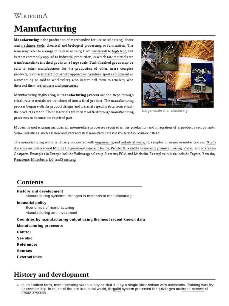Large-Scale Manufacturing | PDF | Industries | Economic Sectors