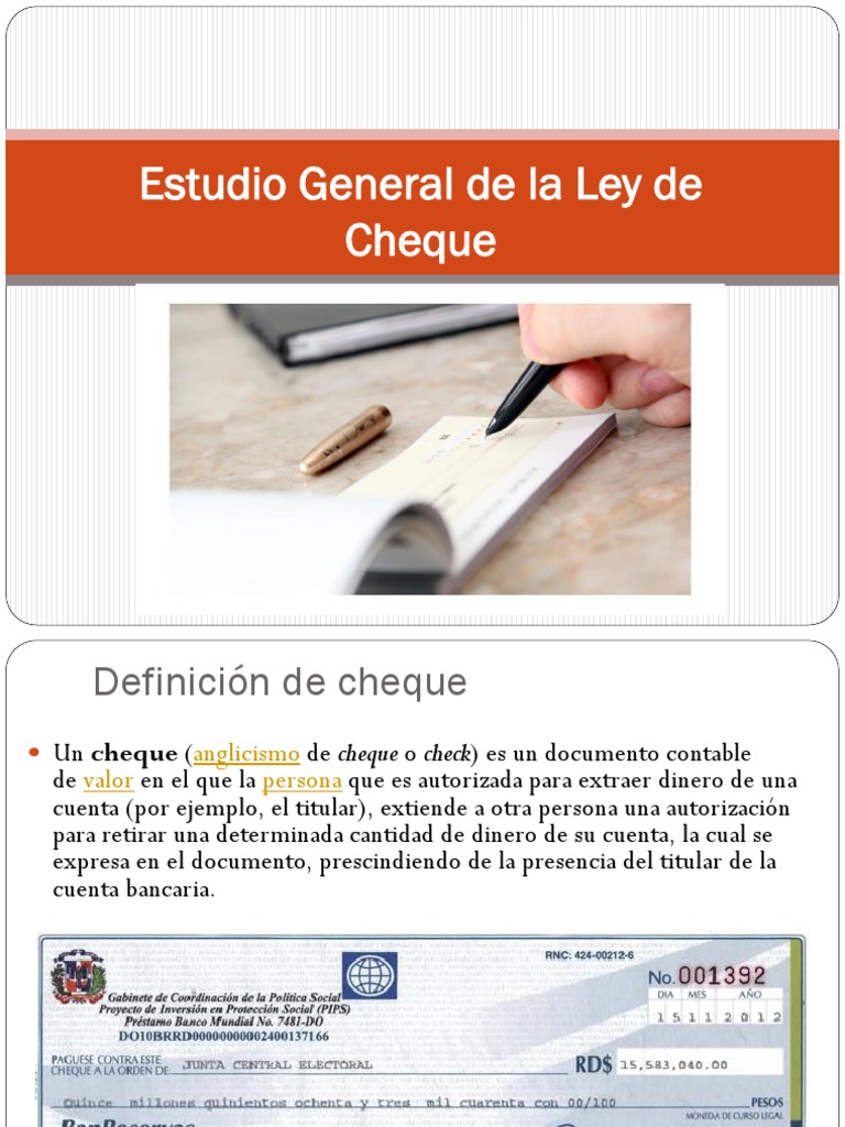 Estudio sobre la Ley del Cheque | PDF | Cheque | Dinero