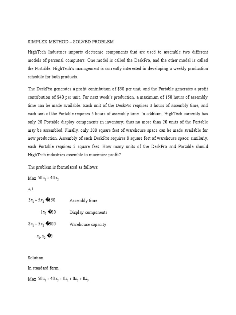 Simplex Method | PDF | Linear Programming | Analysis