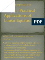 Topic: Practical Applications of Linear Equations