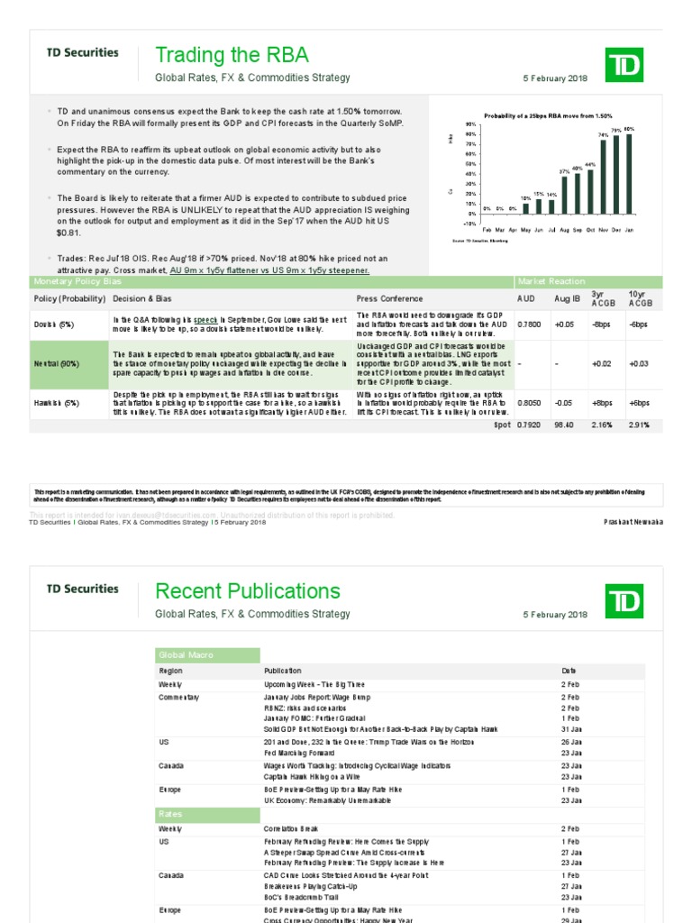 TD Trading The RBA 20180205 | PDF | Securities (Finance) | Valuation ...