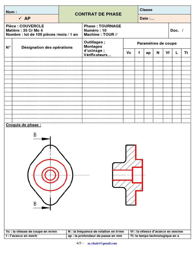 Contrat De Phase Pour Tournage De Couvercles PDF Technologie Et 