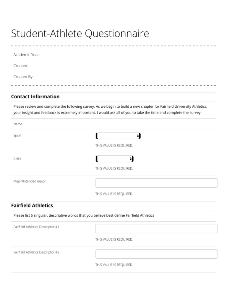 Student Athlete Questionnaire Cognition Science
