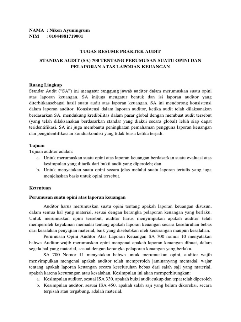 Sa 700 Summary
