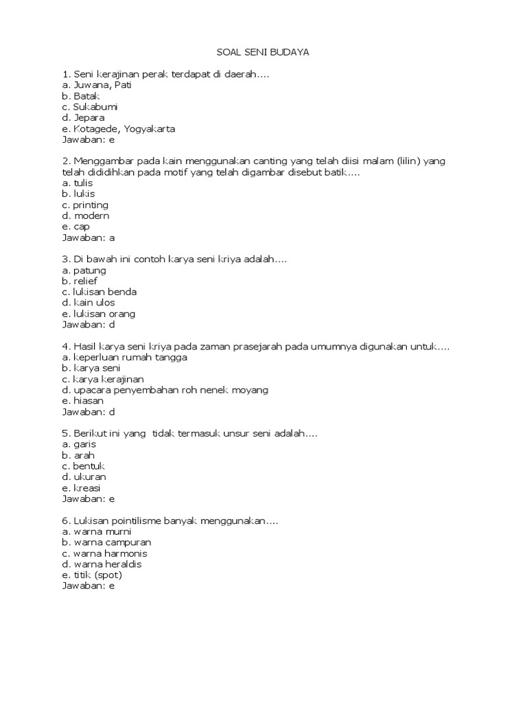 Soal Seni Buday2